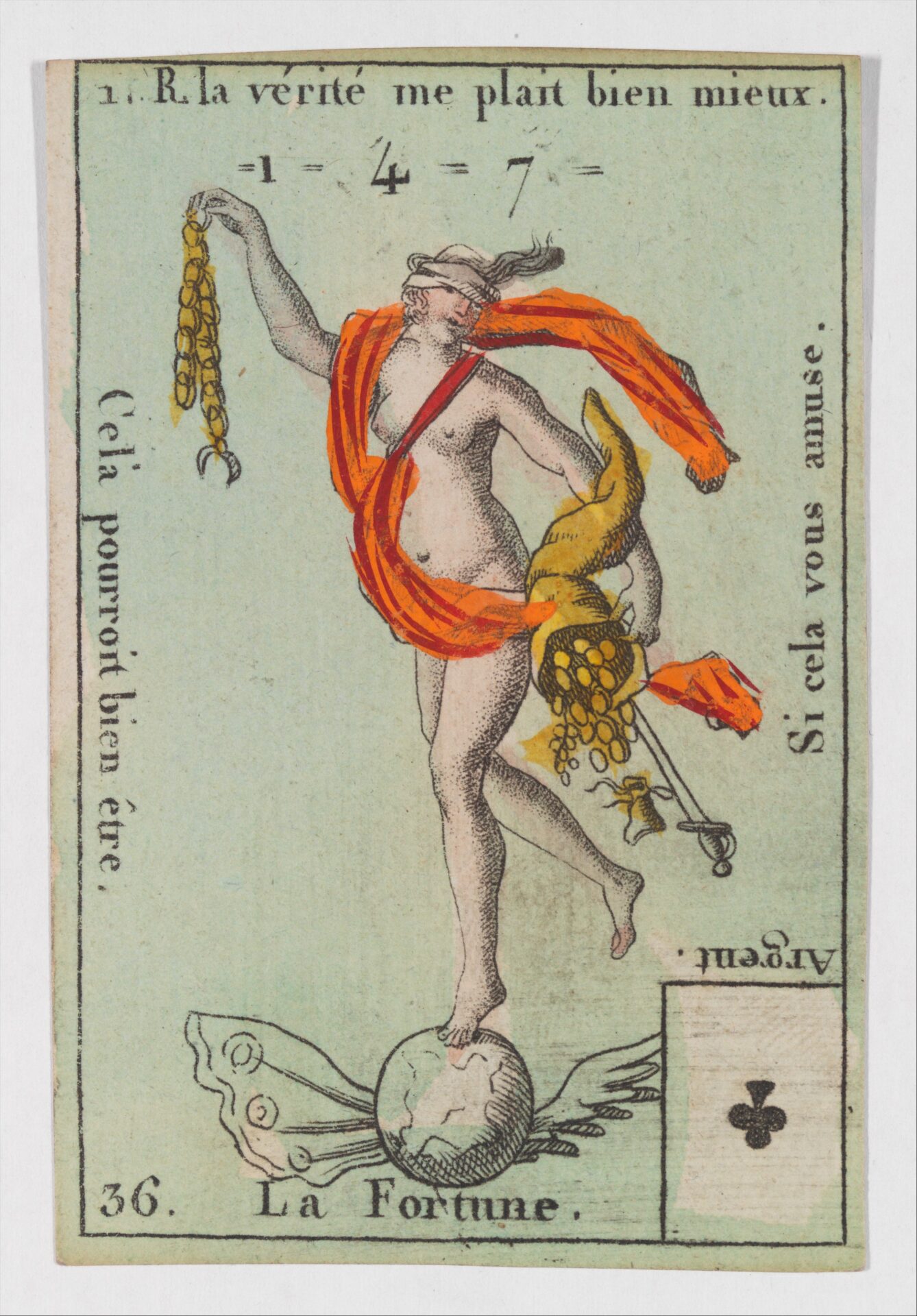 La Fortune, from the playing cards (for quartets) 'Costumes des Peuples Étrangers'